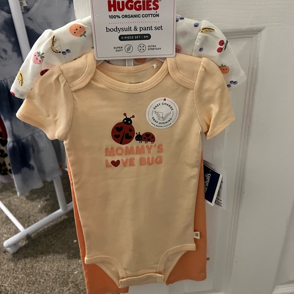Huggies Peach and White Ladybug Bodysuit & Pant Set - Picture 1 of 3